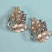 Vintage Frosted Pink Leaves Earrings Fuchsia Rhinestones Clips