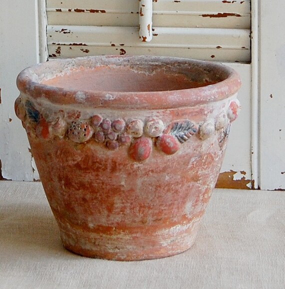 Vintage Terra Cotta Clay Rustic Flower Pot Planter