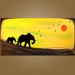 Into the Sun - HUGE 36 x 18, Textured Acrylic Art PAINTING on canvas, Contemporary Earthy Elephant Art, Kids Nursery