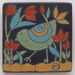Bird,Ceramic tile ,red tulips, handmade 4x4 raku fired art tile