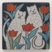 Cats,raku fired ceramic art tile,handmade, home decor