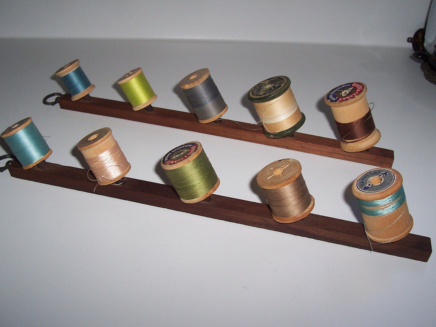 Wood Spool Holder Vintage Thread Spools Wall Racks Wood Sewing