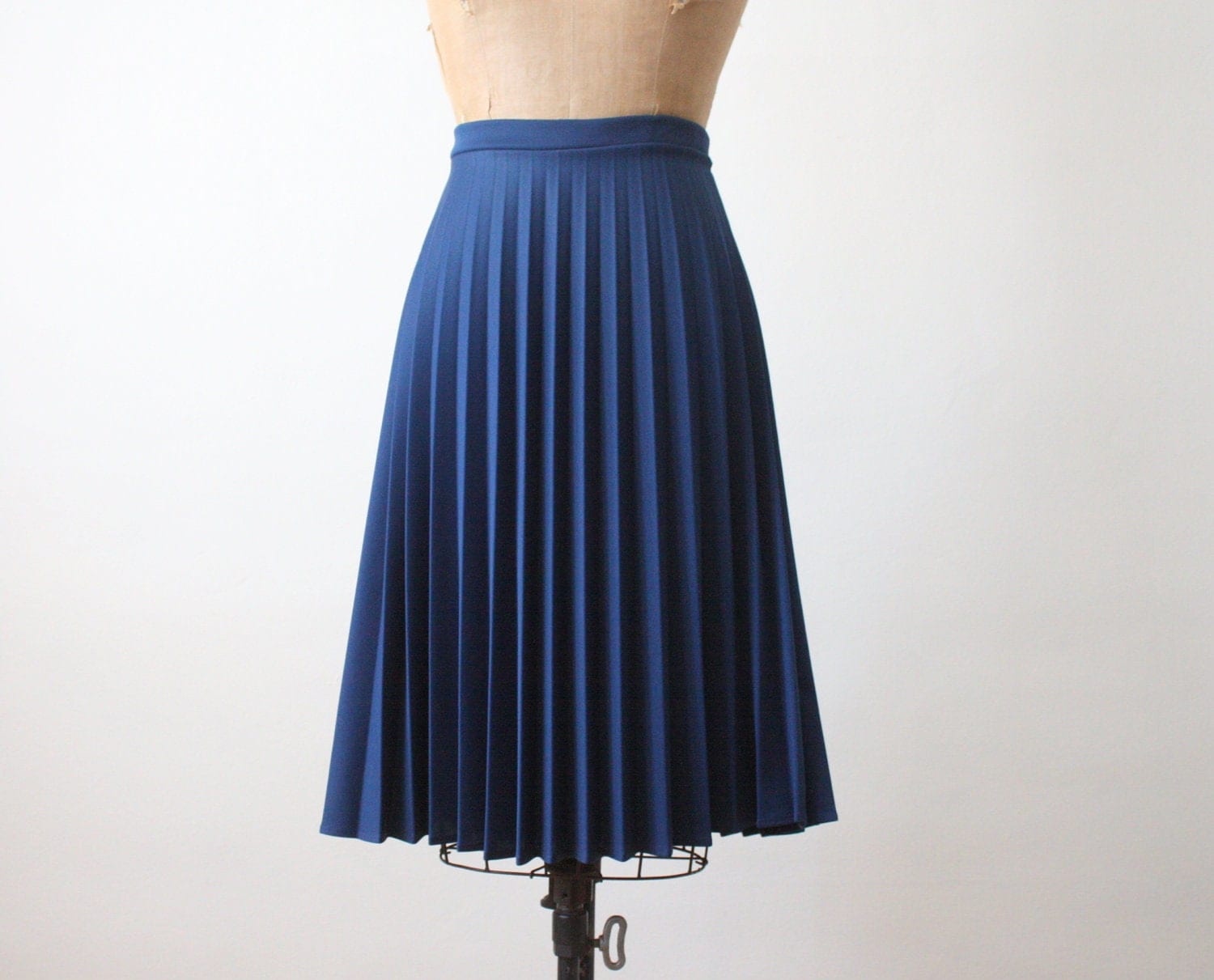 1970s Navy Blue Accordion Pleated Skirt