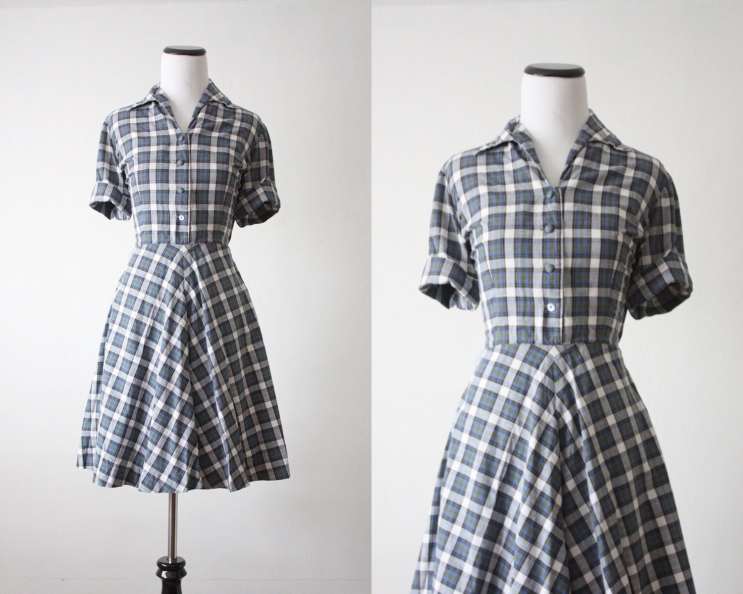 50s dress 1950's dress plaid dress