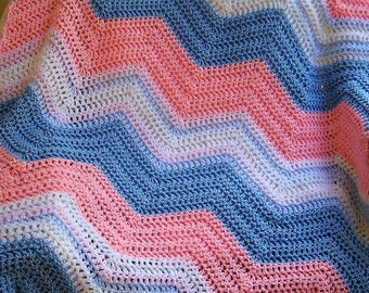 new chevron zig zag crochet knit baby blanket afghan wrap