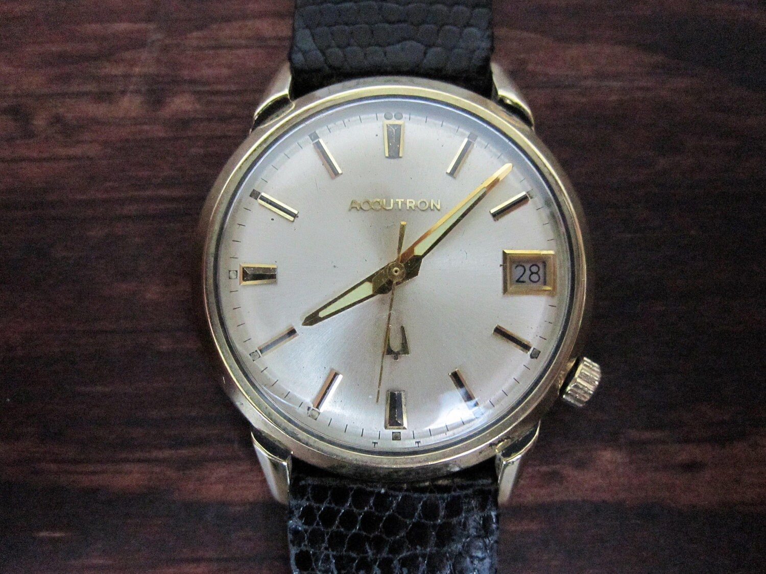 Vintage Bulova Accutron 14 Karat Gold Filled Wristwatch by MidMod
