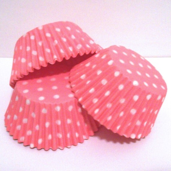 Light Pink with White Polka Dots Cupcake Liners Choose Set of