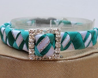 Designer Cat Collar Breakaway in Teal Tartan Effect