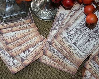 Tarot card banner / Tarot Cards, set of 22 all different, Halloween decor.