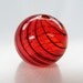 2 Hollow Red Glass Beads with Stripes 20mm Bead