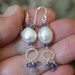 Pearl Gemstone Dangle Earrings / Sterling Silver / French Hooks