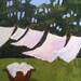 Original Painting WINDY WASHDAY Impressionist Landscape Summer Laundry Lynne French o/c Art 16x20