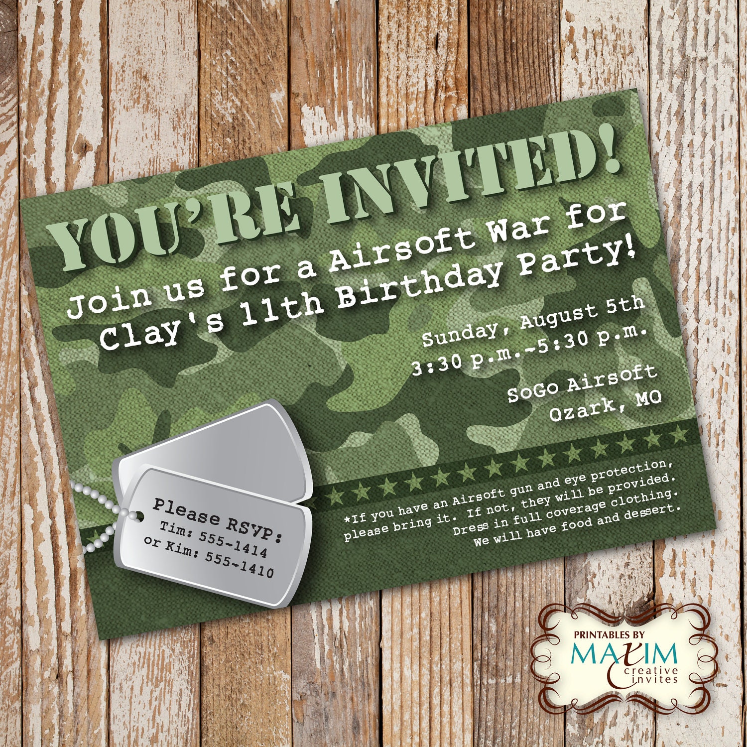 Free Printable Camo Invitations 4