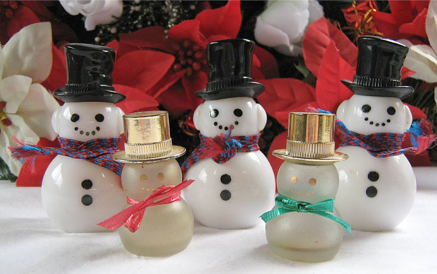 Vintage Lot of 5 Avon Christmas Mini Snowmen by DoodleVintagePlus