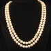 Vintage Glass Pearl 2 Strand Necklace Black Cabochon