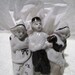 Vintage Dutch People Planter, Made in Japan, Ethnic Trio, Holland, Black and White, Pencil Holder, Scrub Brush Holder, Figural