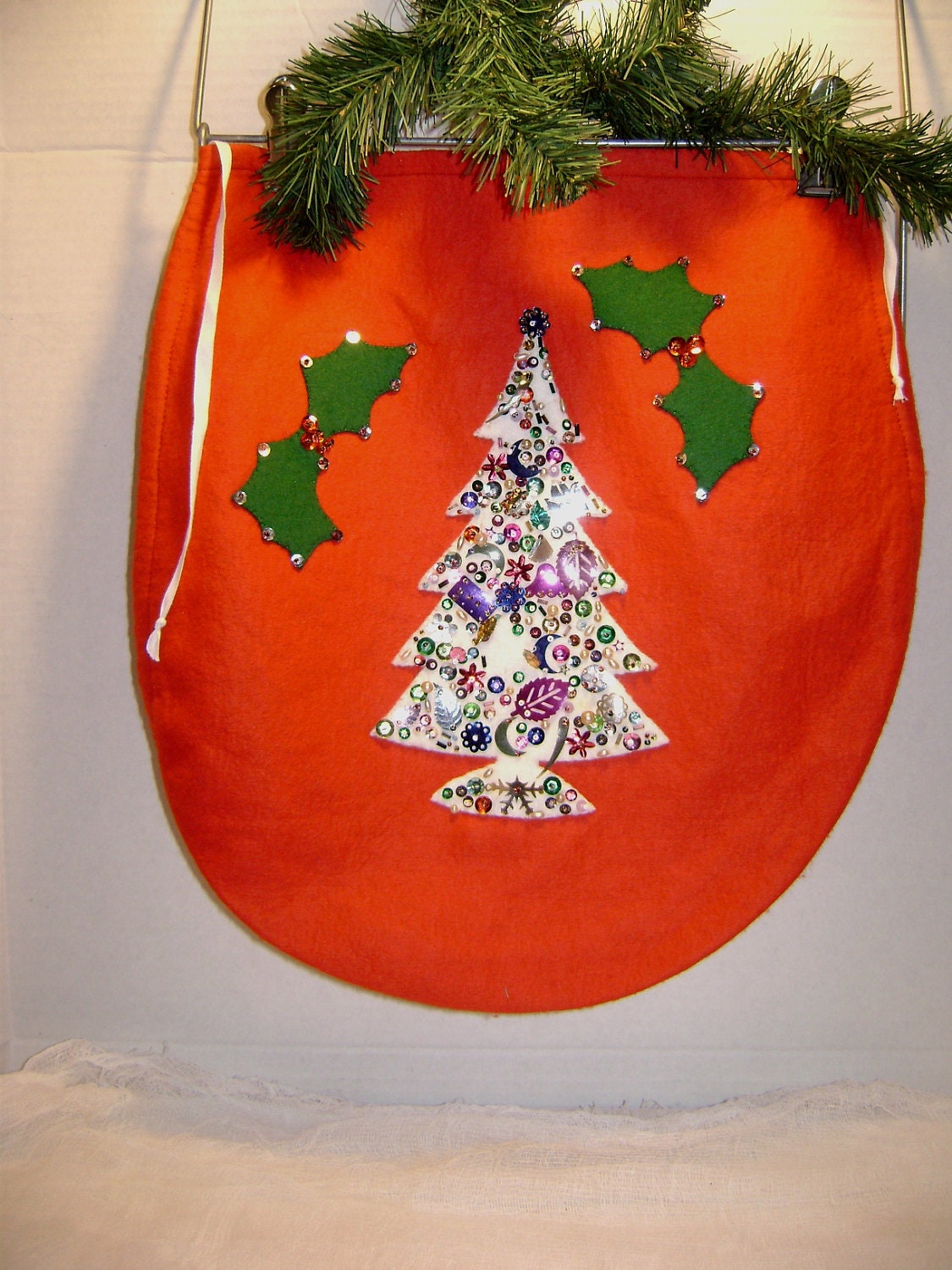 Vintage Christmas Tree Toilet Seat Cover Gag Gift by JunqueGypsy