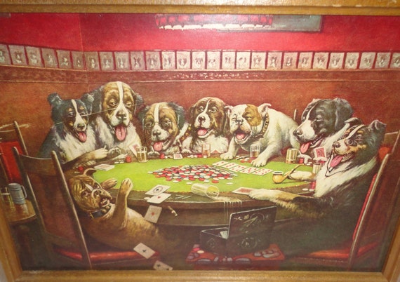 Dogs Playing Poker. MC Coolidge Framed Print