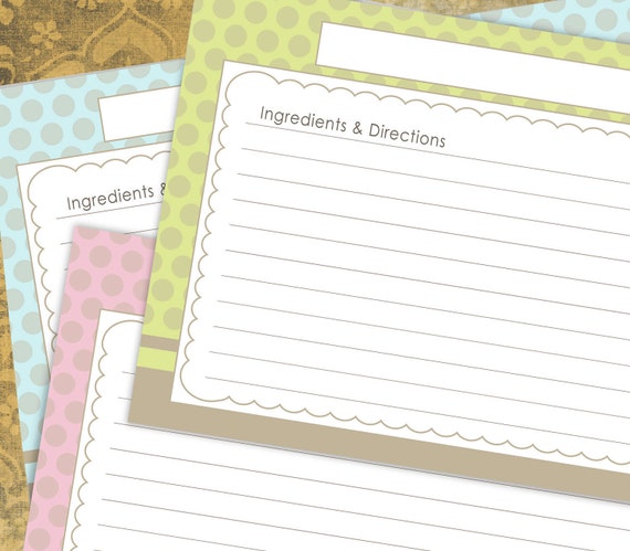 recipe printable cards Border similar Dots Cards Recipe to Items 4x6 lined