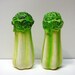 Vintage Salt and Pepper Shakers Pottery Celery Green White Japan Kitchen Collectible Cooking