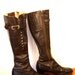 Vintage 60's Tall Buckle Go-Go Boots Chocolate Brown Leather Knee High Stud Reto High Heel 1960's Shoes Size 8.5