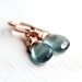 Moss Aquamarine Earrings Wire Wrapped in Rose Gold March Birthstone Gemstone Earrings