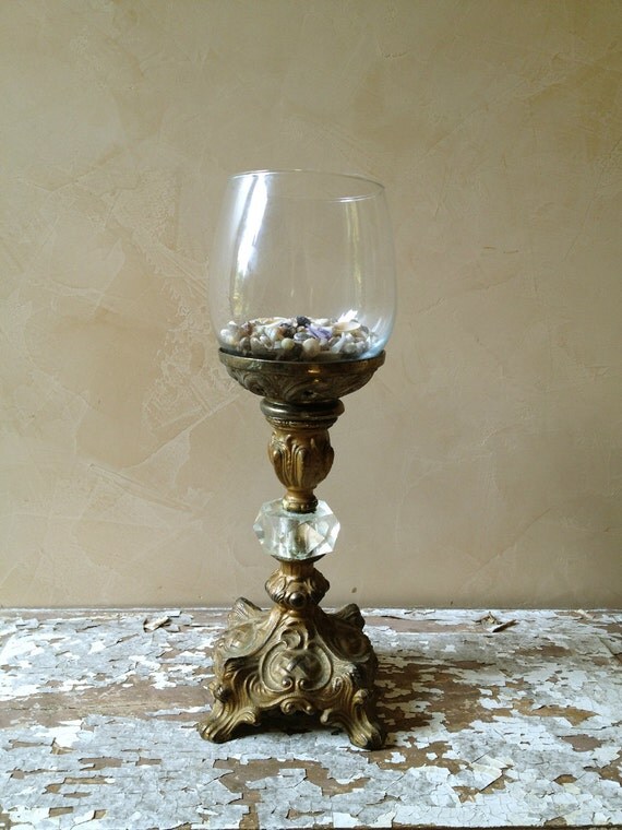 Repurposed Assembled Cast Brass Candle Holder