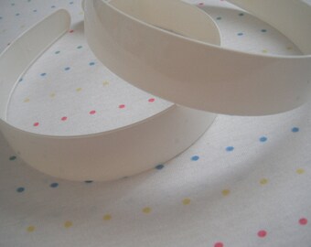 Extra Wide White Plastic Headbands, 1" Wide (2)