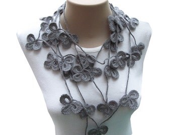 PDF Tutorial Pattern... Crochet Scarf, Lariat Necklace -1