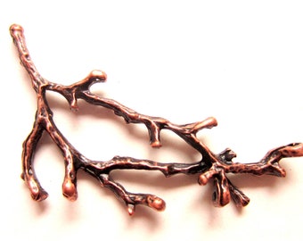 4 Tree branch connectors antique copper twig charms 60mm 26mm necklace pendant (CC7),