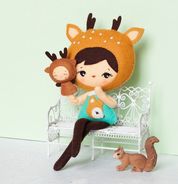 personnages en feutrine bambi cerf petit poupée cute doll