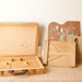 Vintage Wooden Pochade Box with Two Palettes and Small Easel