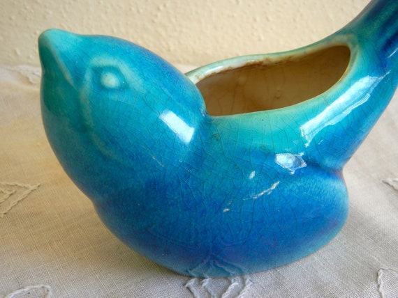 Vintage Blue Bird Planter Haeger Art Pottery Home Decor