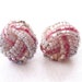 Vintage, Pink Beaded Button ClipOns : C32