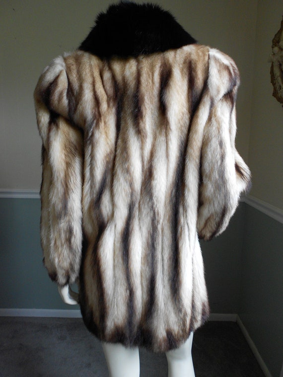 Fitch Fur Coat with Black Fox Collar / Fur Coat Sale