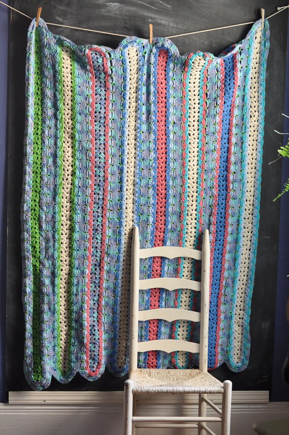 Vintage Small Afghan Blanket Throw or Baby Blanket