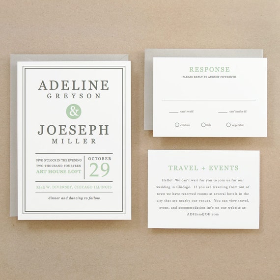 Printable Wedding Invitation Template | INSTANT DOWNLOAD | Mint Type ...