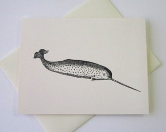 Narwhal Note Cards Stationery Set of 10 Cards