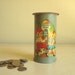 Vintage childs tin bank, metal still bank, decal 1940s