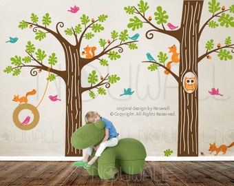 Kids Wall Decals Wall Sticker Tree Decal - Animal Friends in Woodland - 081