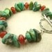 Natural African Turquoise Red Carnelian Beaded Stone Bracelet Sterling Silver Southwestern Style