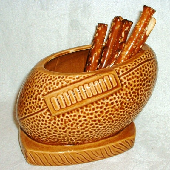 Vintage Ceramic Football Planter Bowl Serving Dish Nancy Pew