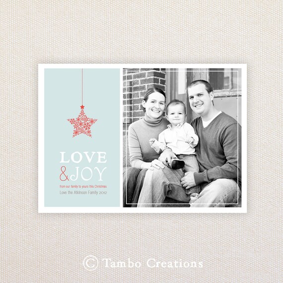 Photo Christmas/Holiday Card. Christmas Star Ornament. I Customize, You Print. Il_570xn
