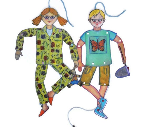Items similar to Jumping Jack Puppet Toys of a Girl and Boy on Etsy