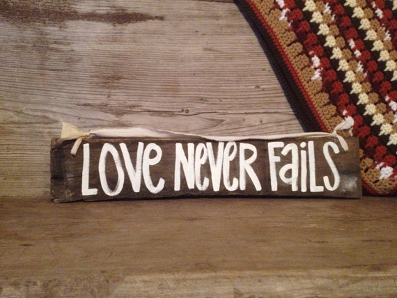Items similar to The Love Never Fails Wooden Sign on Etsy