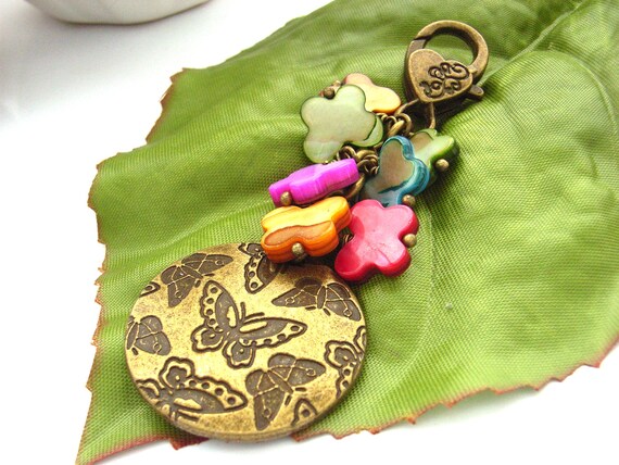 Purse charm bag charm butterfly disc and by BlueForestJewellery