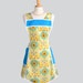 SALE 35% OFF Retro Full Kitchen Apron - Vintage Inspired Handmade Full Womens Apron in Teal and Yellow Geometric