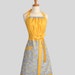 Cute Kitsch Apron / Womens Handmade Full Apron in Mustard Yellow Gold and Grey offer a French and Retro Appeal all in one Apron
