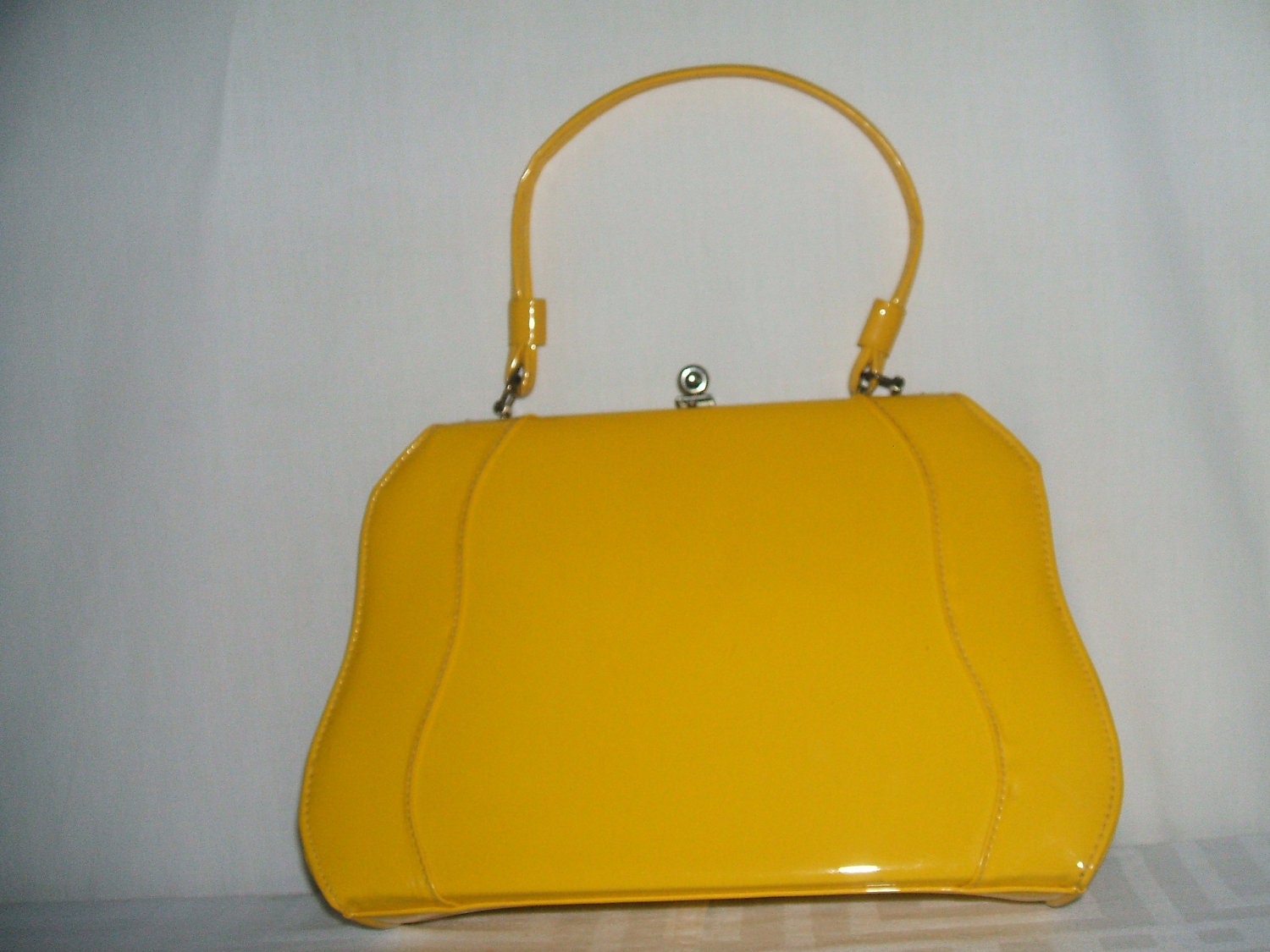 Bright Yellow Patent Leather Vintage Handbag