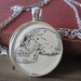 Vintage Human Skull illustration Peripheral View Silver Pendant